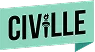 Logo design with the word "CIVILLE" in bold black letters on a light green background.
