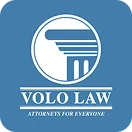 Logo of Volo Law featuring a stylized column in a blue circle with white text.